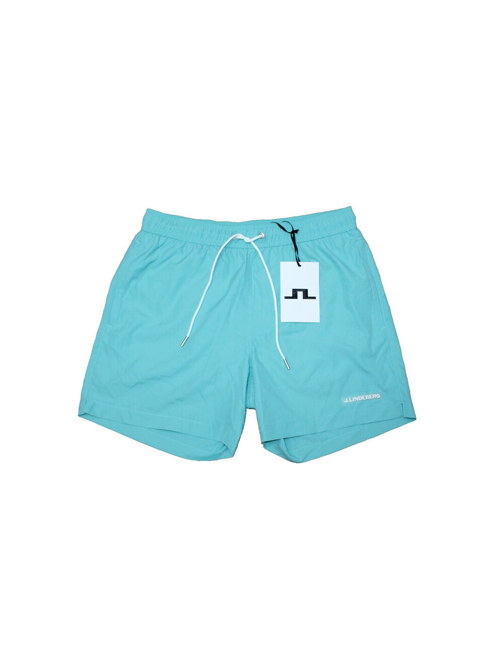 NEW J. Lindeberg Men Banks Turquoise MEDIUM Swim Trunks Lined Shorts Drawstring